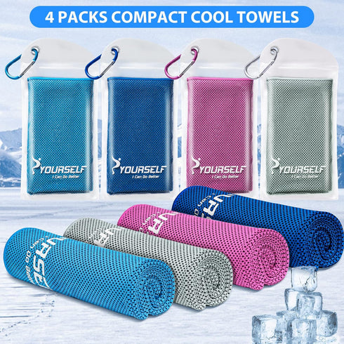 SYOURSELF Cooling Towels for Neck, 4 Pack 40" x 12" Soft Breathable Towel for Instant Cooling Relief