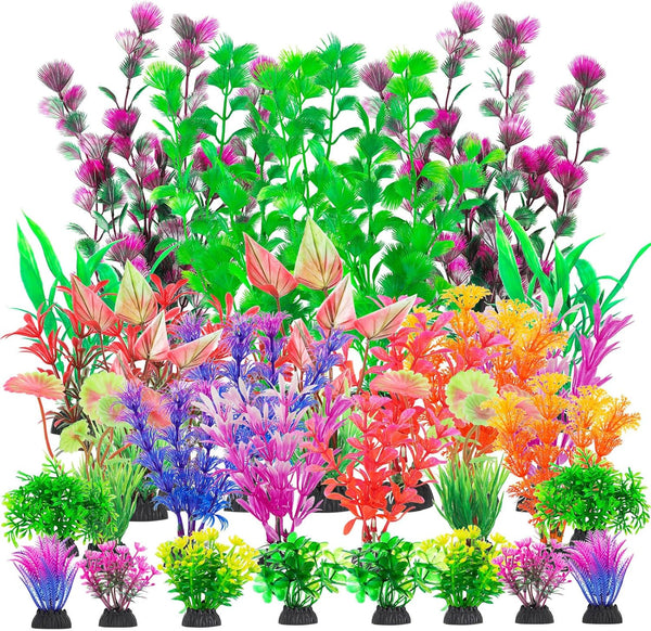 30Pcs Aquarium Plants, Fish Tank Accessories, Artificial Aquatic Plants, Full Set of Decorations