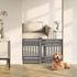 IRIS USA 24"-39" Dog Gate, Expandable Plastic Pet Gate for Indoor Doorways, 25" H, Gray