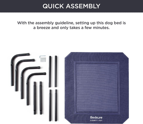 Bedsure Elevated Cooling Cots Bed for Large Dogs, Portable Indoor & Outdoor Hammock with Skid-Resistant Feet, 49 inches