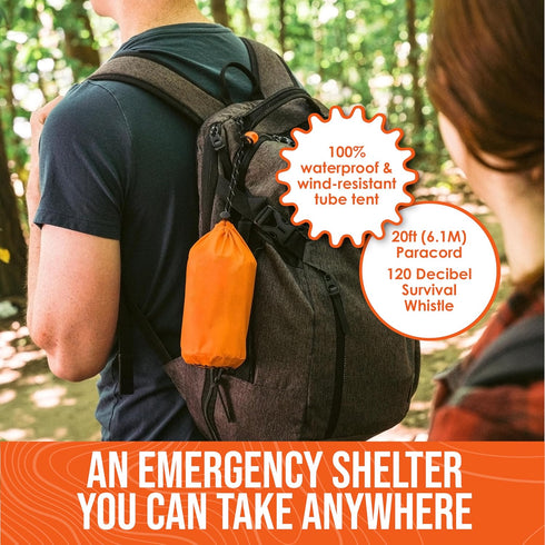 Go Time Gear Life Tent Emergency Survival Shelter – 2 Person Emergency Tent – Use As Survival Tent, Emergency Shelter, Tube Tent, Survival Tarp - includes Survival Whistle & Paracord by Go Time Gear