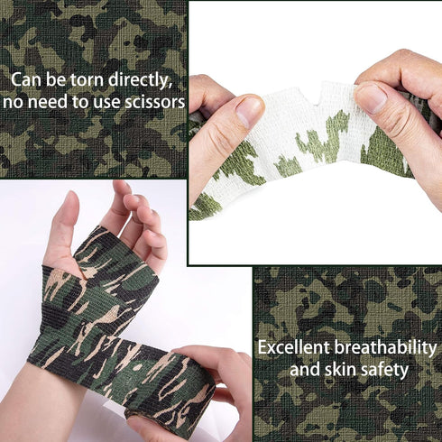 WALWAL Camouflage Self-Adhesive Tape, 2" x 14.76 ft Multifunctional Non-Woven Fabric Stealth Tape