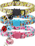 BoomBone Cat Collar Breakaway with Bell, Cute Animal Pendants, 3 Pack Bee Flamingo Beetle Spring Kitten Collar