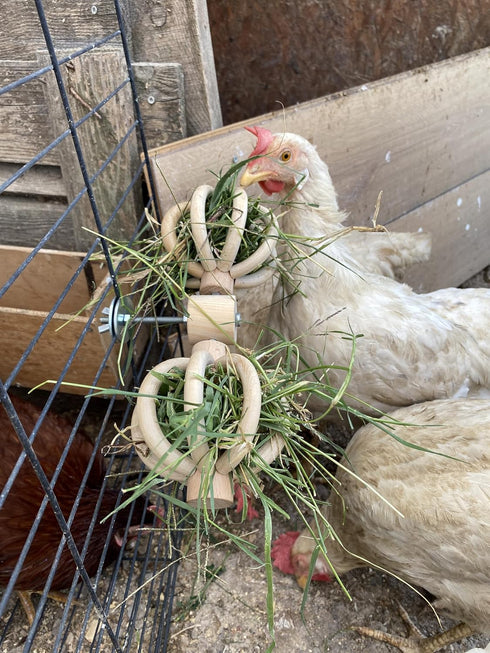 Spinning Feeder Ball Toy for Chickens, Food Holder for Backyard Coops, Enrichment Hay Ball, Gift for Chicken Keepers