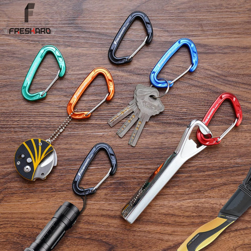 FresKaro 5pcs Nano Carabiner Clips, 8kN 1798lbs Small Sturdy Reliable Strong Spring Wiregate (Choice of 5 Colors)
