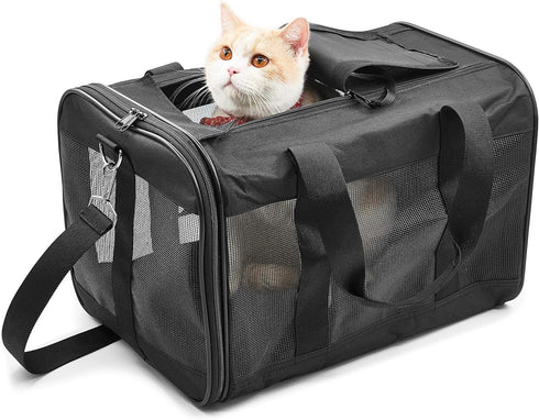 FluffyDream Pet Travel Carrier, Soft Sided Portable Bag for Cats, Small Dogs, Kittens or Puppies 17 lbs Max (Medium)