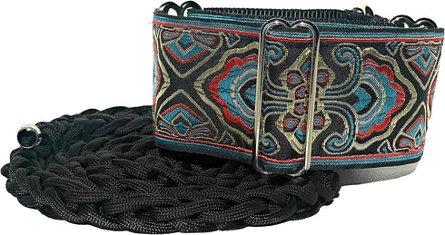 Martingale Dog Collar and Leash Set for Greyhound Saluki Whippet and Similar Breeds, 2" Wide (14"-18" and Leash Set)