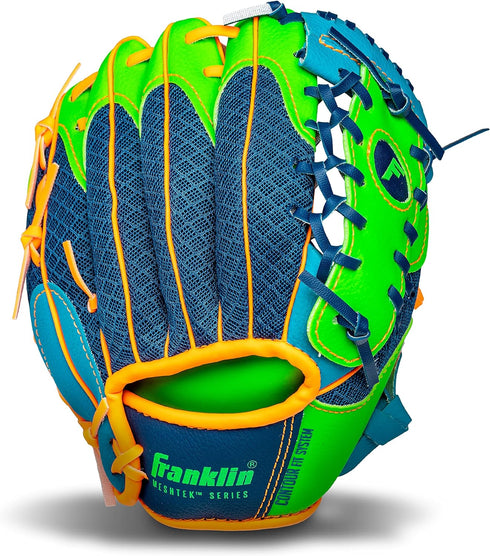 Franklin Sports Kids Baseball Glove + Ball Set, Meshtek Youth Teeball Gloves, Left + Right Hand, 9.5" Inch