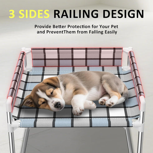 Caghash Hammock (20'' 20'' 24'') Bedside Window Pet Cat Bed - Dog Bed with Guardrail Extension Attached to Human Bed