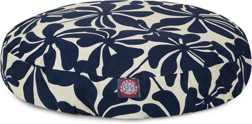 Navy Blue Plantation Small Round Indoor Outdoor Pet Dog Bed - Removable Washable Cover by Majestic Pet Products