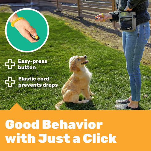 Dog Training Set, Puppy Supplies Starter Kit with Clicker, Treat Pouch, and Ultrasonic Whistle