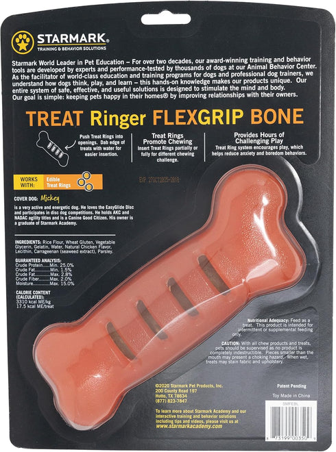 Starmark Treat Ringer FlexGrip Bone, Large, Red
