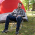 Generic Portable Quad Folding Camp Chair with Cup Holder, Black, Outdoor Camping Seat
