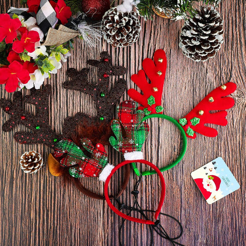 Aneco 3 Pack Christmas Reindeer Dog Headband, Puppy Xmas Antlers Holiday Pet Costume Accessory