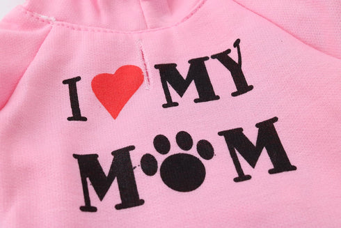 I Love My Mom Dog Hoodies for Small Dogs, DroolingDog XS Puppy Girl Shirts I Love Mommy