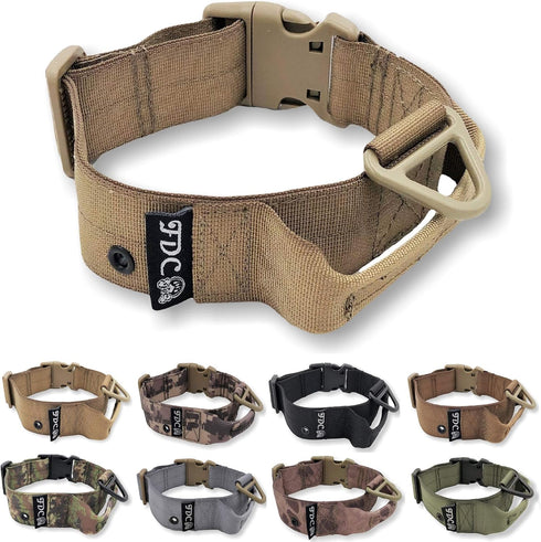 Heavy Duty Dog Tactical Collar with Handle - 1.5in Width Training Military Army TAG Hole for Medium Large (L: Neck 14"
