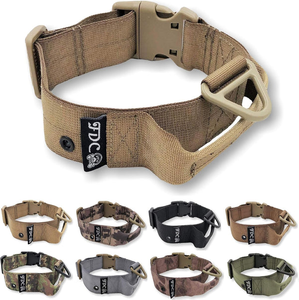 Heavy Duty Dog Tactical Collar with Handle - 1.5in Width Training Military Army TAG Hole for Medium Large (L: Neck 14"