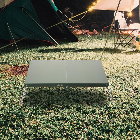 VICASKY Foldable Camping Table Portable Aluminum Alloy Picnic Side Table Stainless Steel Heat-Resistant Surface Outdoor