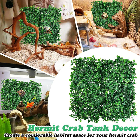 2 (10 10 Inch) PINVNBY PCS Hermit Crab Climbing Toys Hermit Crab Climbing Wall with Suction Cups Plastic Faux Grass Mat