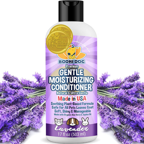 Bodhi Dog Gentle Moisturizing Conditioner, Plant-Based Dog Conditioner with Aloe Vera & Jojoba Oil, Lavender (17oz)