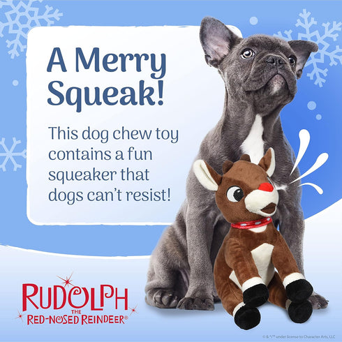 Rudolph The Red-Nosed Reindeer Plush Dog Toy, 9" Squeaker, Holiday Toys for Pets, Christmas Dog Toys