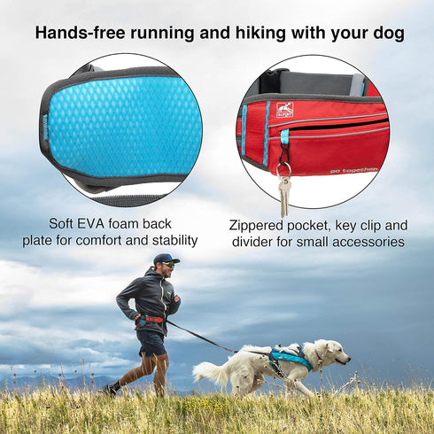 Kurgo On Trail Running Belt, Hands-Free Dog Running Belt for Walking Dogs, Adjustable and Reflective
