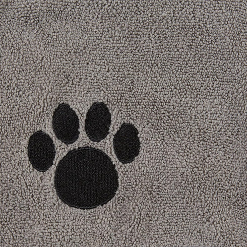 Bone Dry Pet Robe Collection - Embroidered Microfiber Bath Robe for Dogs & Cats, Medium, Gray