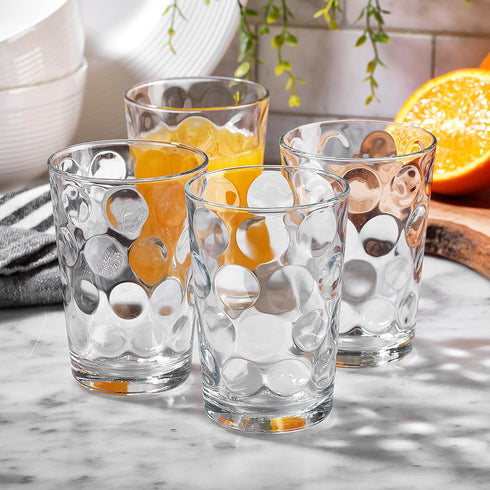 Home Essentials Set of 4 Juice Glasses, 7 oz Water Tumblers for Juice, Cocktails, Dishwasher Safe