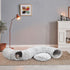 HAITRAL 2-in-1 Plush Cat Tunnel Bed,Cat Toys Cat Tube for Indoor Cats,Collapsible Washable Donut Cat Bed Cat Play