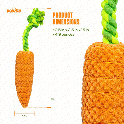 Carrot Tug Rope Dog Toy, Squeaky Gift for Puppy Birthday, Durable Toy for Small to Medium Dogs