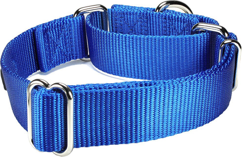 Martingale Dog Collar, Adjustable Nylon Training Collar for Small Medium Large Dogs (Royal Blue, M)
