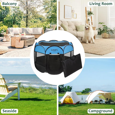 Love's Cabin Pet Puppy Dog Playpen, Medium Dog Tent Crates Cage, Portable Indoor/Outdoor Playpen with Removable Zipper