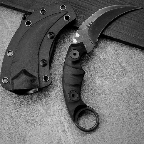 GTK691 Fixed Blade Knife D2 Steel Blade Nylon Fiberglass Handle with Kydex Sheath for Outdoor Camping Hunting Hiking Survival EDC Tool(Black) by Gtkii