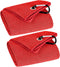 VIVIDLY 2 Pack Tri-fold Golf Towels, Premium Microfiber with Heavy Duty Carabiner Clip, Red