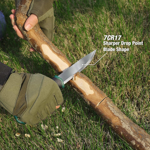 FLISSA Bushcraft Knife, Fixed Blade Knife with Nylon Sheath, Stainless Steel Blade, Ideal for Camping, Backpacking, Fishing, Hiking or Survival, 4 Inch by FLISSA