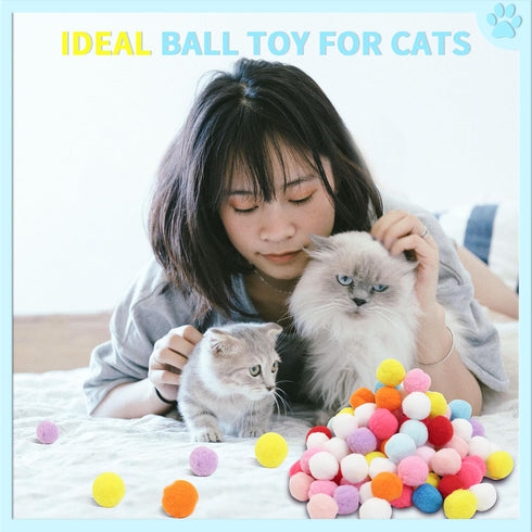 DODHEG 24 Pcs Colorful Pet Balls, Soft Plush Balls, Cat's Favorite Toy Ball, Interactive Cat Toy.