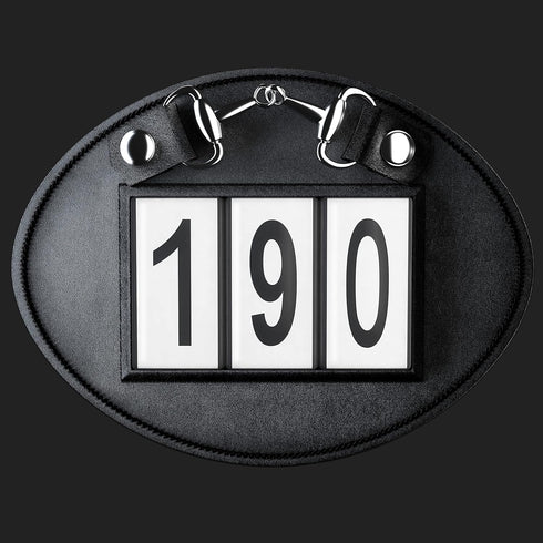 Echo Beach Equestrian 3 2 Genuine Leather Number Holder Pair for Bridle or Saddle Pad. Oval with Digit Easy Change
