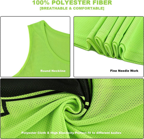 12 Pack Scrimmage Training Pinnies for Sports: Numbered Vests