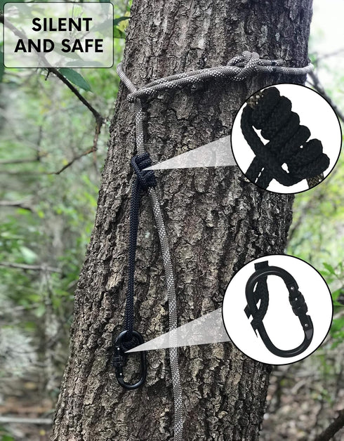 Treestand Safety Rope Lifeline System, 30ft Lifelines for Tree Stand Harness, 350 lb Rated Rope