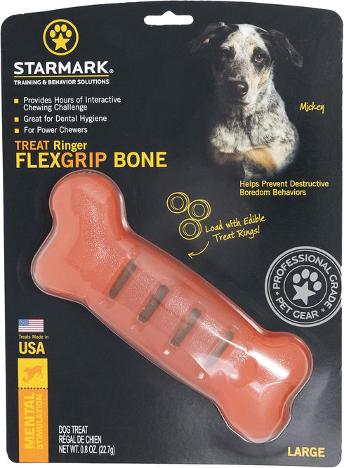 Starmark Treat Ringer FlexGrip Bone, Large, Red