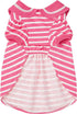 Blueberry Pet Sea Lover Rose Pink Striped Cotton Blend Dog Dress with Bowtie - Back Length 14" - Pack of 1