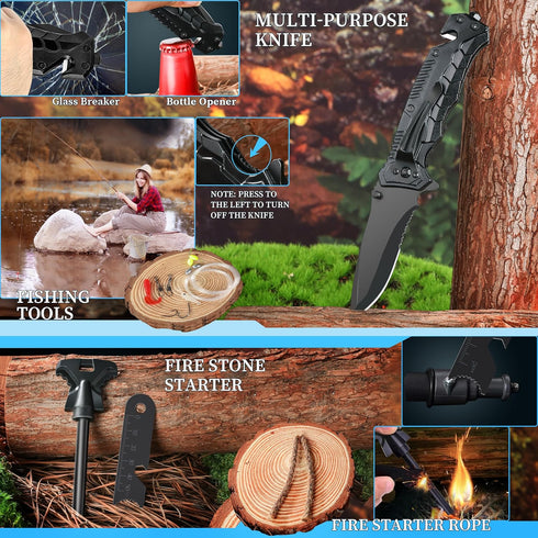 Survival Kits for Men, Emergency Gear and Equipment, Cool Gadgets for Camping and Hiking