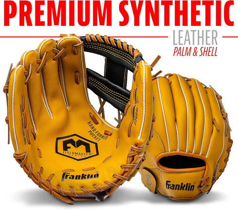 Franklin Sports Baseball + Softball Gloves - Field Master Adult + Youth, Right & Left Hand, Multiple Sizes