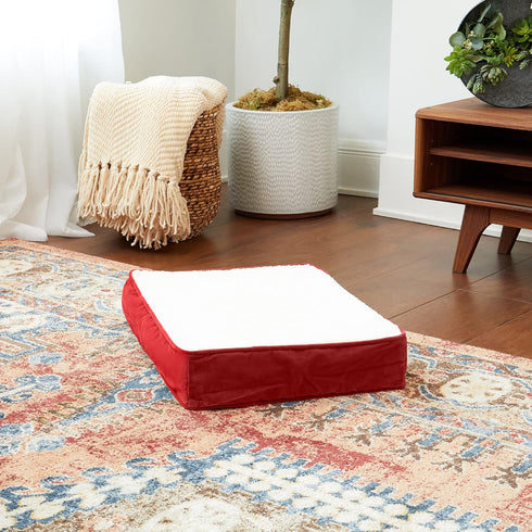 South Pine Porch Ollie Orthopedic Rectangle Foam Dog Bed - Extra Small, Crimson, 24" x 18"