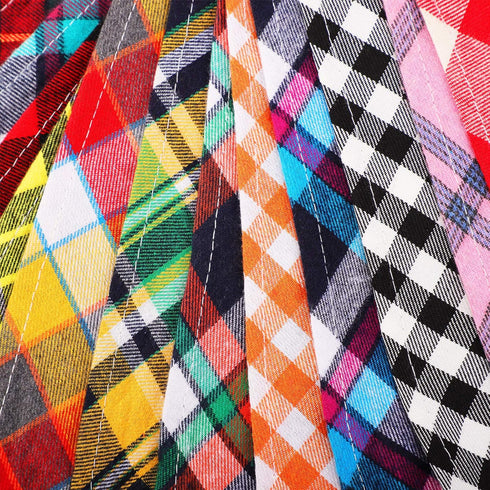 Segarty Dog Bandanas, 30 Pack 22.8"x15.7" Triangle Plaid Bibs for Medium Small Dogs