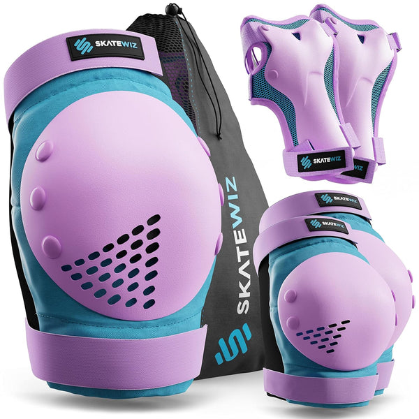 SKATEWIZ Adult Knee and Elbow Pads for Women - SMASH - Size L/XL in Blue Purple, Skating Gear