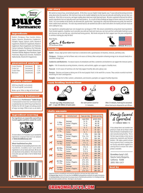 GRANDMA LUCY'S Pureformance Grain Free Rabbit Food for Dogs, 3-Pound