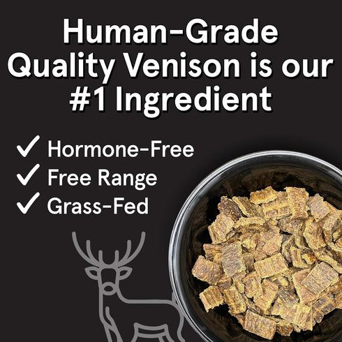 Real Meat Air Dried Dog Food w/Real Venison, 2lb Bag of USA-Crafted Grain-Free Dog Food Sourced from Free-Range Venison