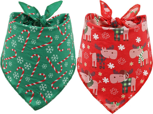 BoomBone Christmas Bandana for Dogs, 2 Pack Triangle Bibs Pet Scarf