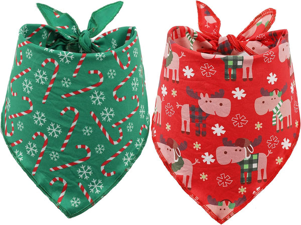 BoomBone Christmas Bandana for Dogs, 2 Pack Triangle Bibs Pet Scarf